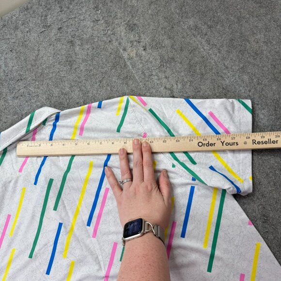 Chubbies Performance Polo Shirt Men L White Green Pink Blue Striped Stretch - Picture 12 of 13